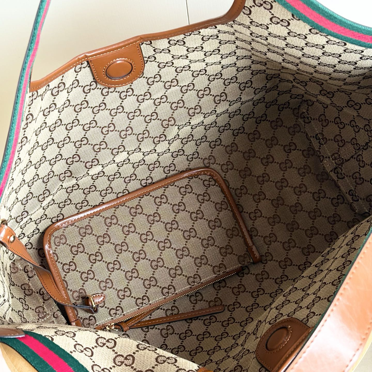 Gucci Giglio large tote bag - Dark brown soft glossy leather