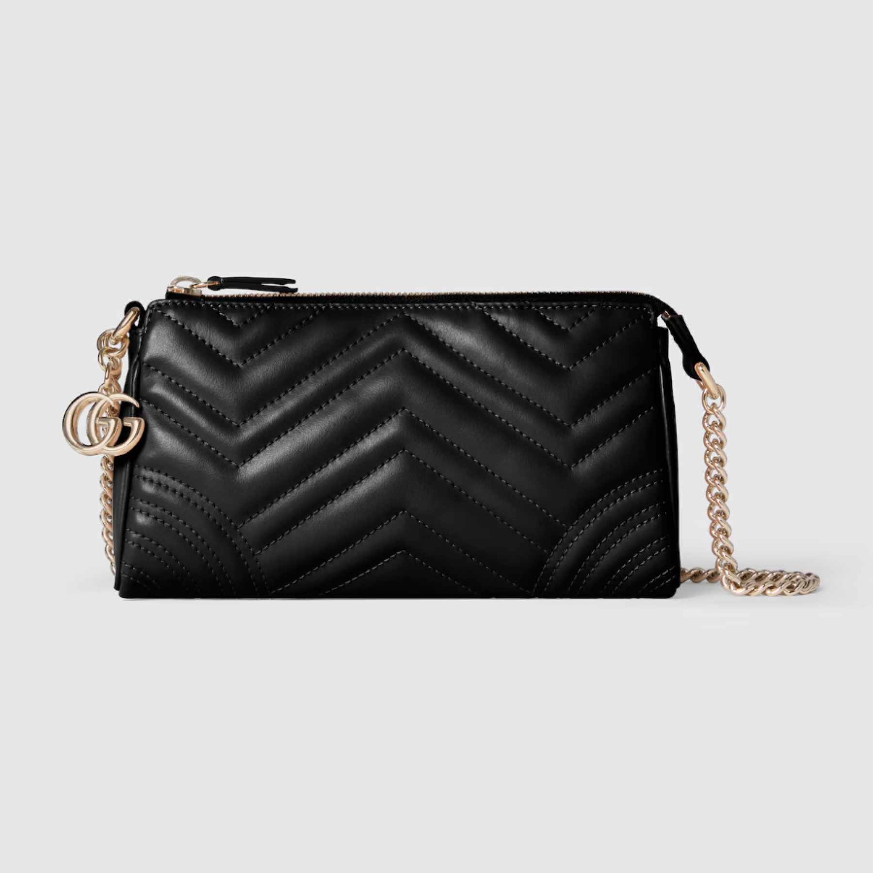 Gucci GG Marmont Black Matelassé Chevron Leather Shoulder Bag