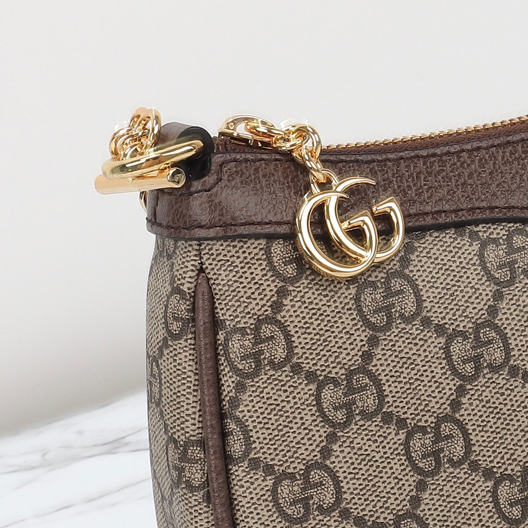 Gucci Ophidia Collection Small Handbag with Extra Strap - Beige And Dark Brown Bag