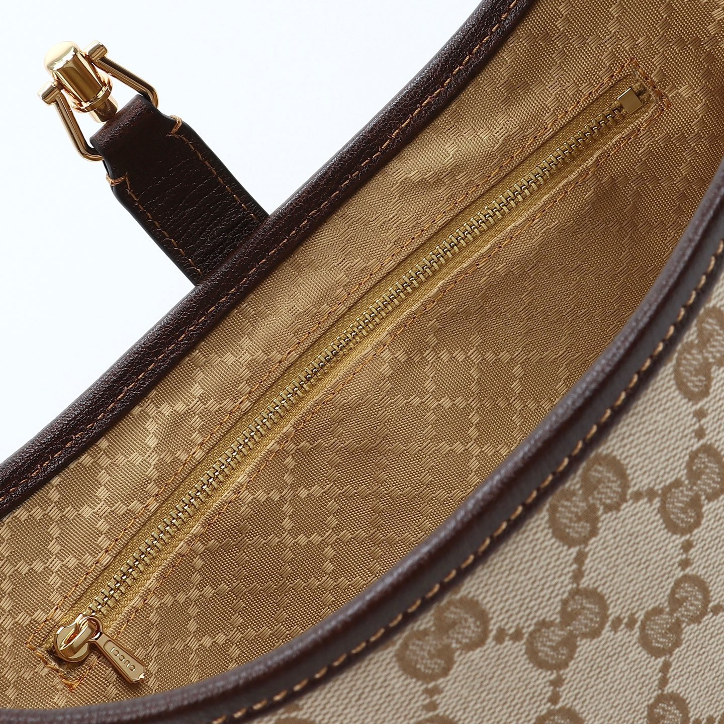 Gucci Jackie 1961 medium shoulder bag Sand and dark brown GG canvas - Bag