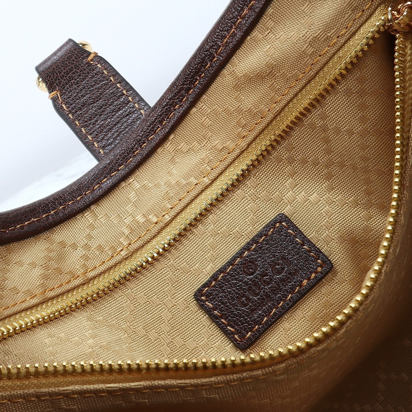 Gucci Jackie 1961 medium shoulder bag Sand and dark brown GG canvas - Bag