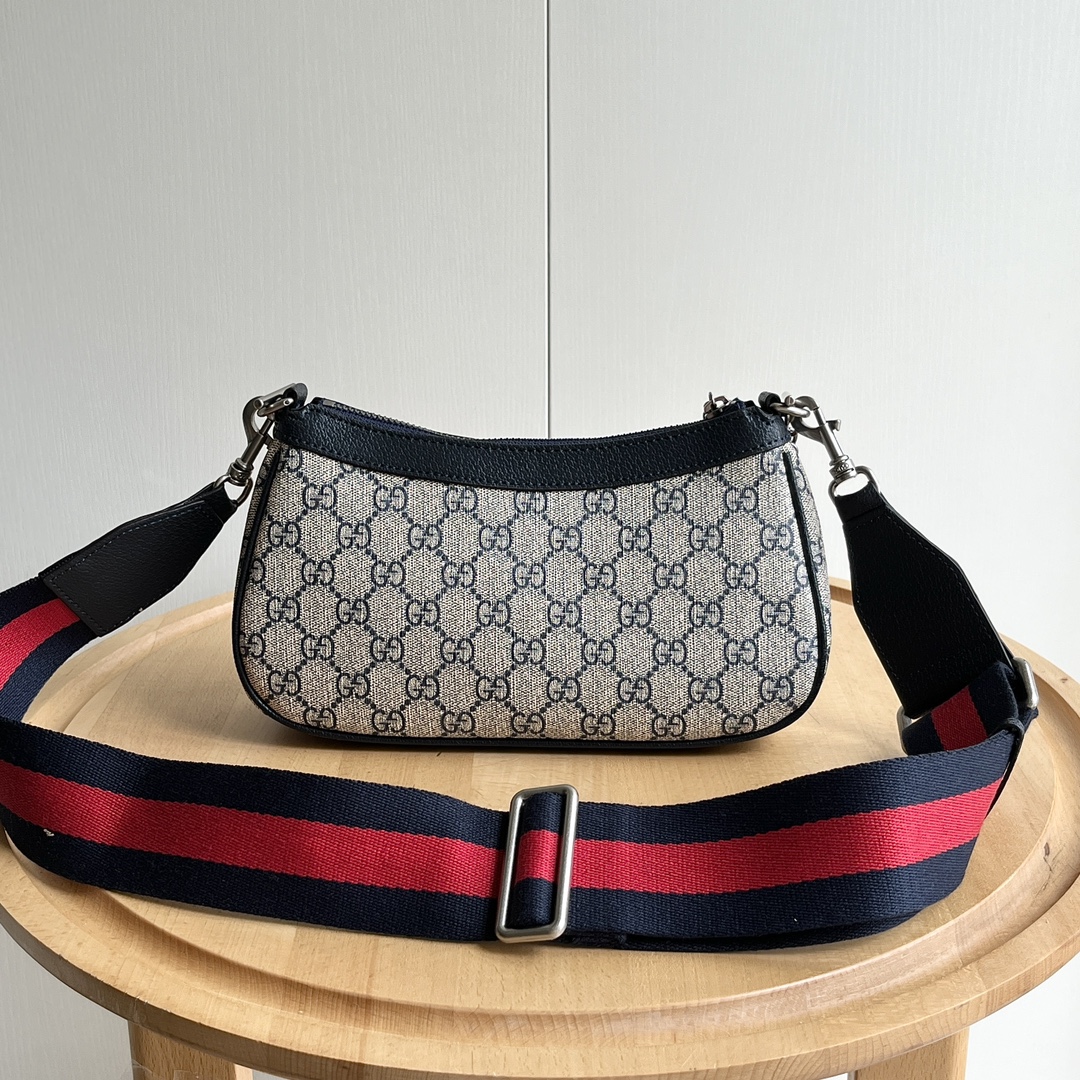 Gucci Ophidia Collection Small Handbag With Extra Strap- Beige And Black Bag