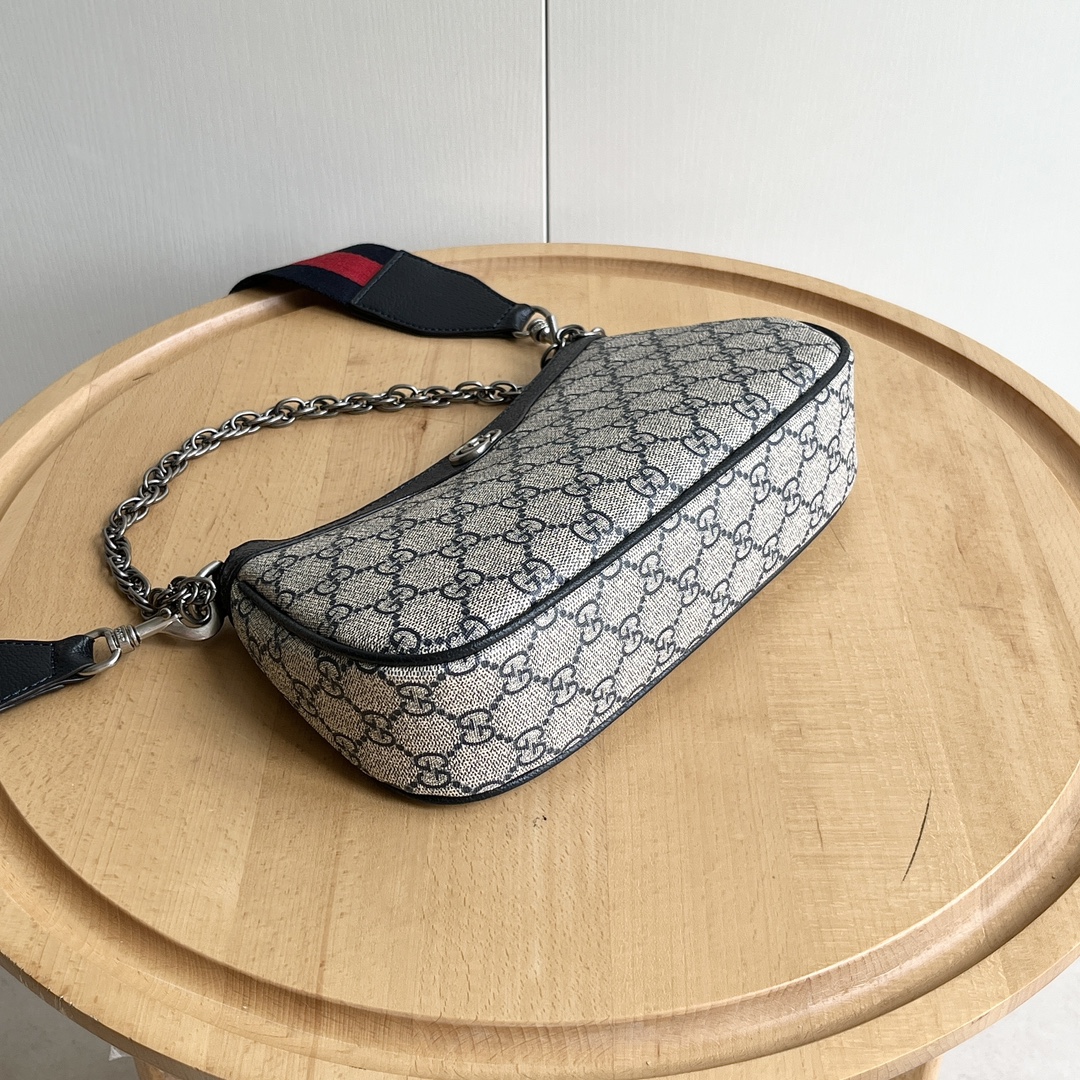Gucci Ophidia Collection Small Handbag With Extra Strap- Beige And Black Bag