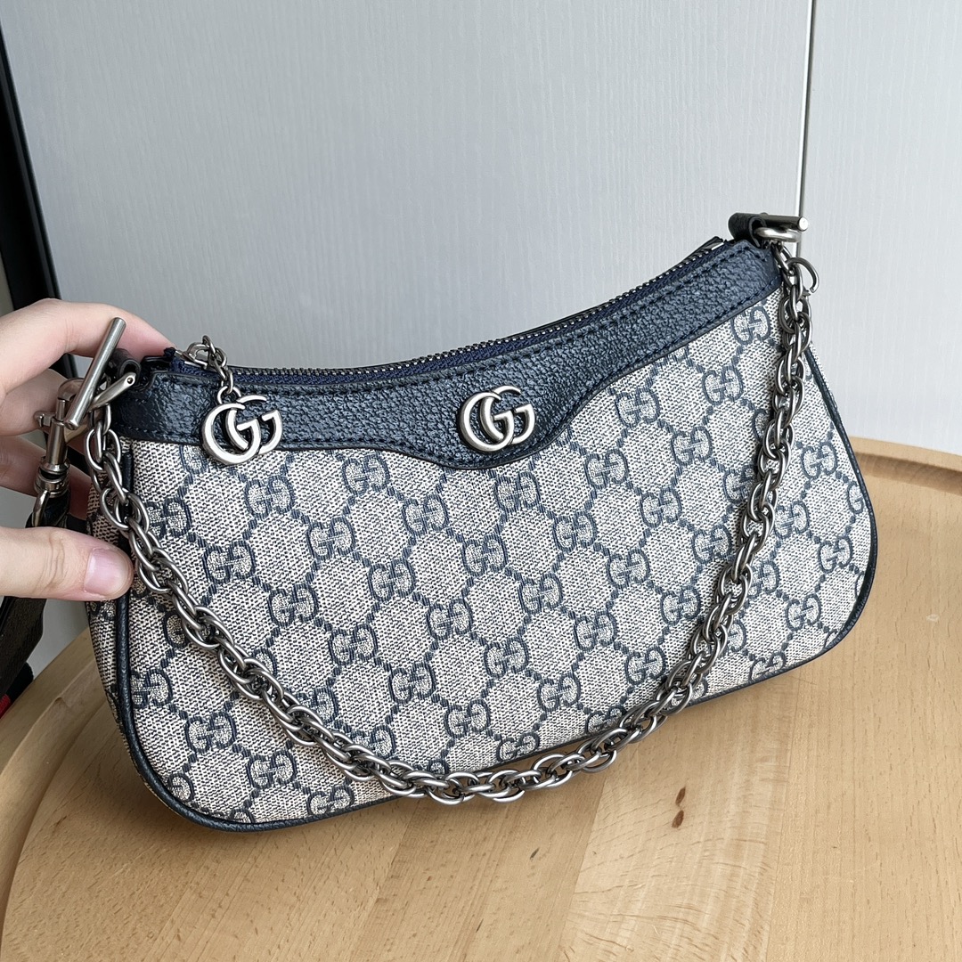Gucci Ophidia Collection Small Handbag With Extra Strap- Beige And Black Bag