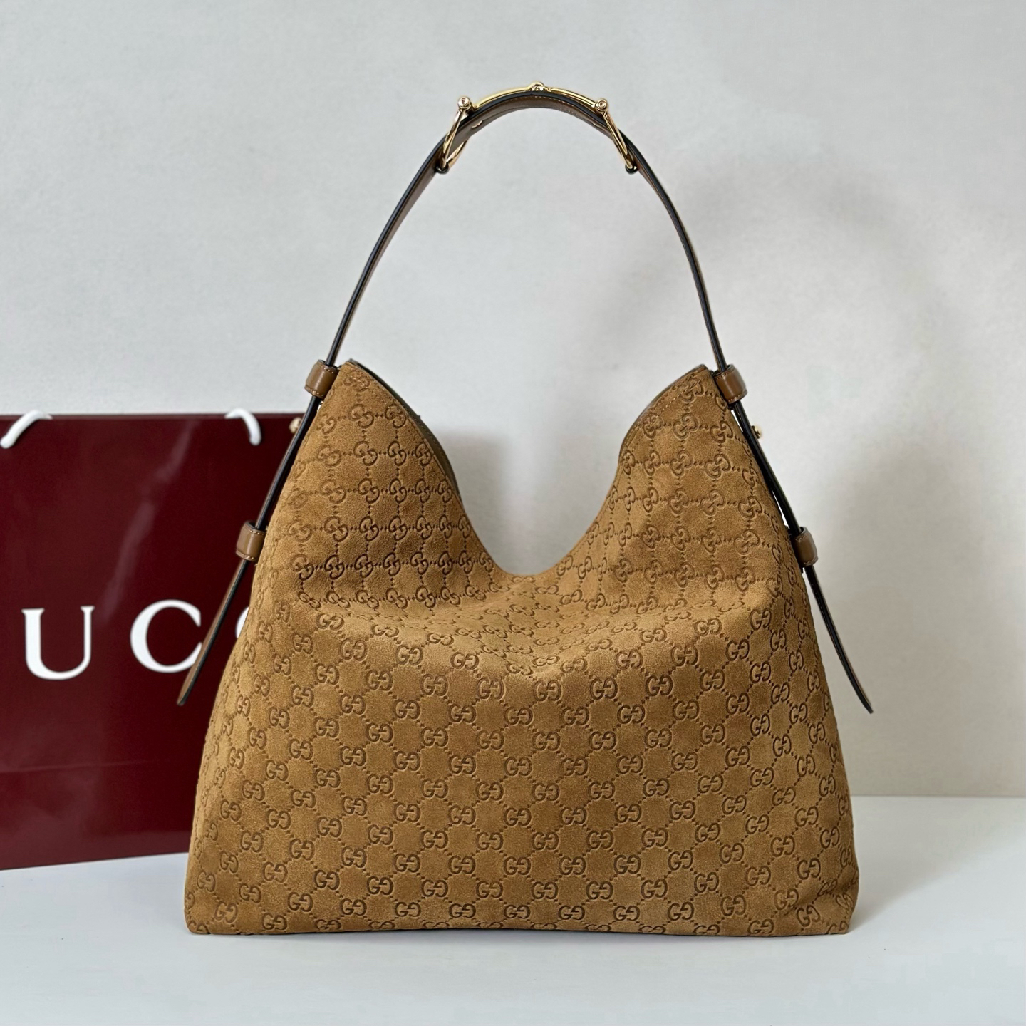 Gucci Beatrix large tote Brown embossed GG suede - Bag