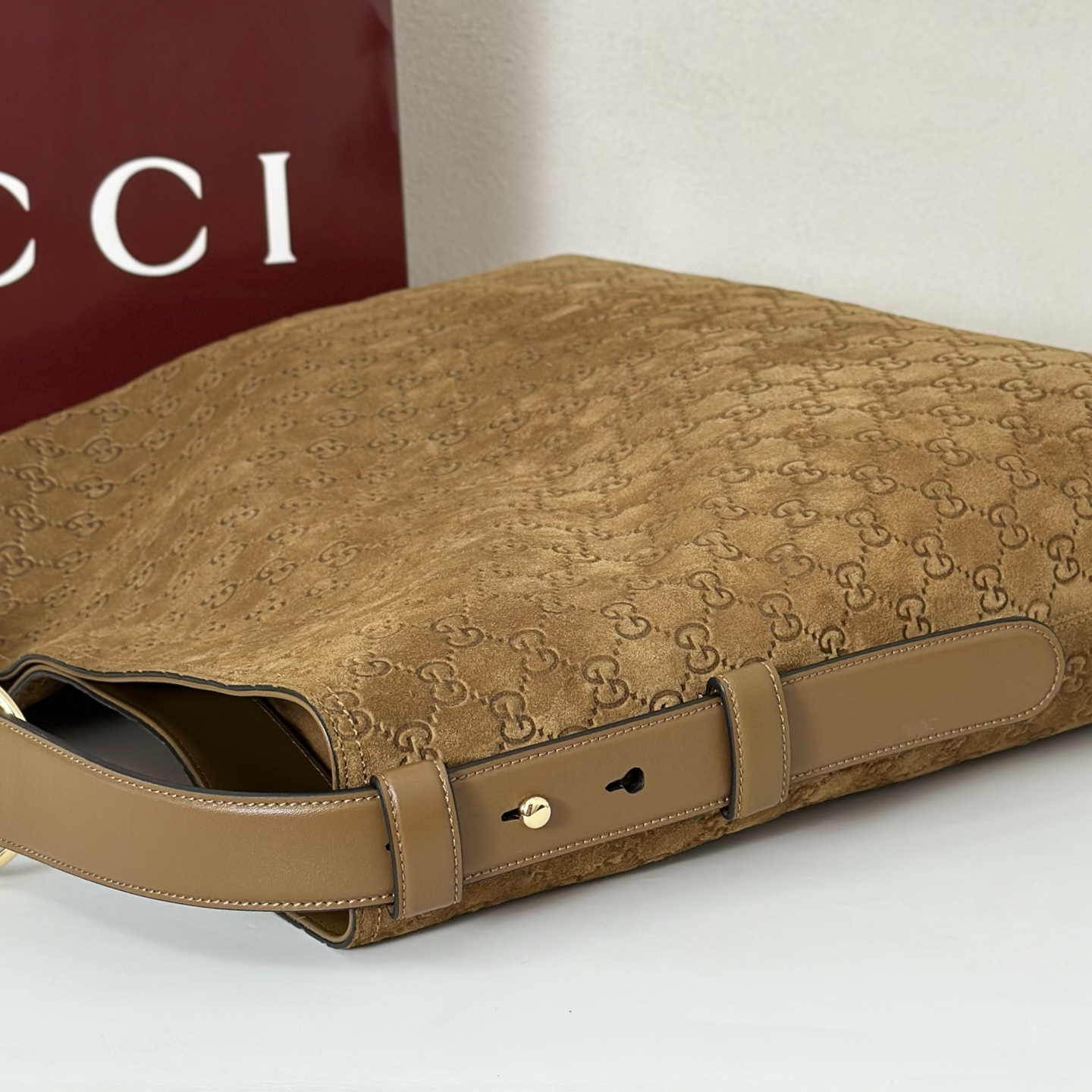 Gucci Beatrix large tote Brown embossed GG suede - Bag