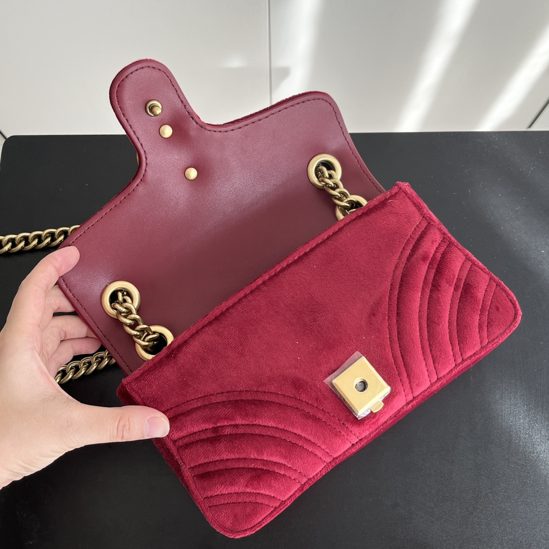 Gucci GG Marmont Velvet Collection - Deep Red Bag