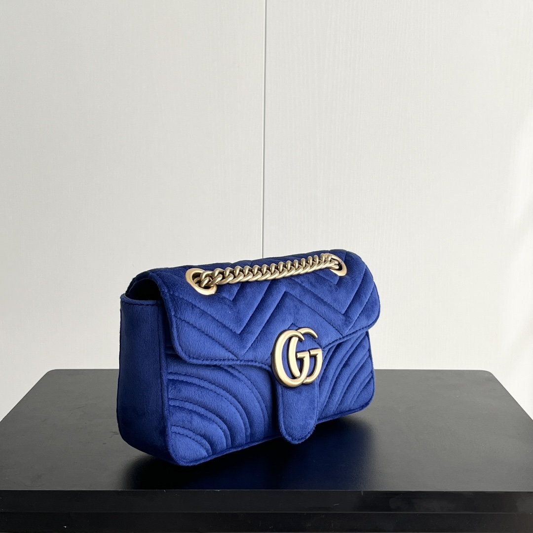 Gucci GG Marmont Velvet Collection - Blue Bag