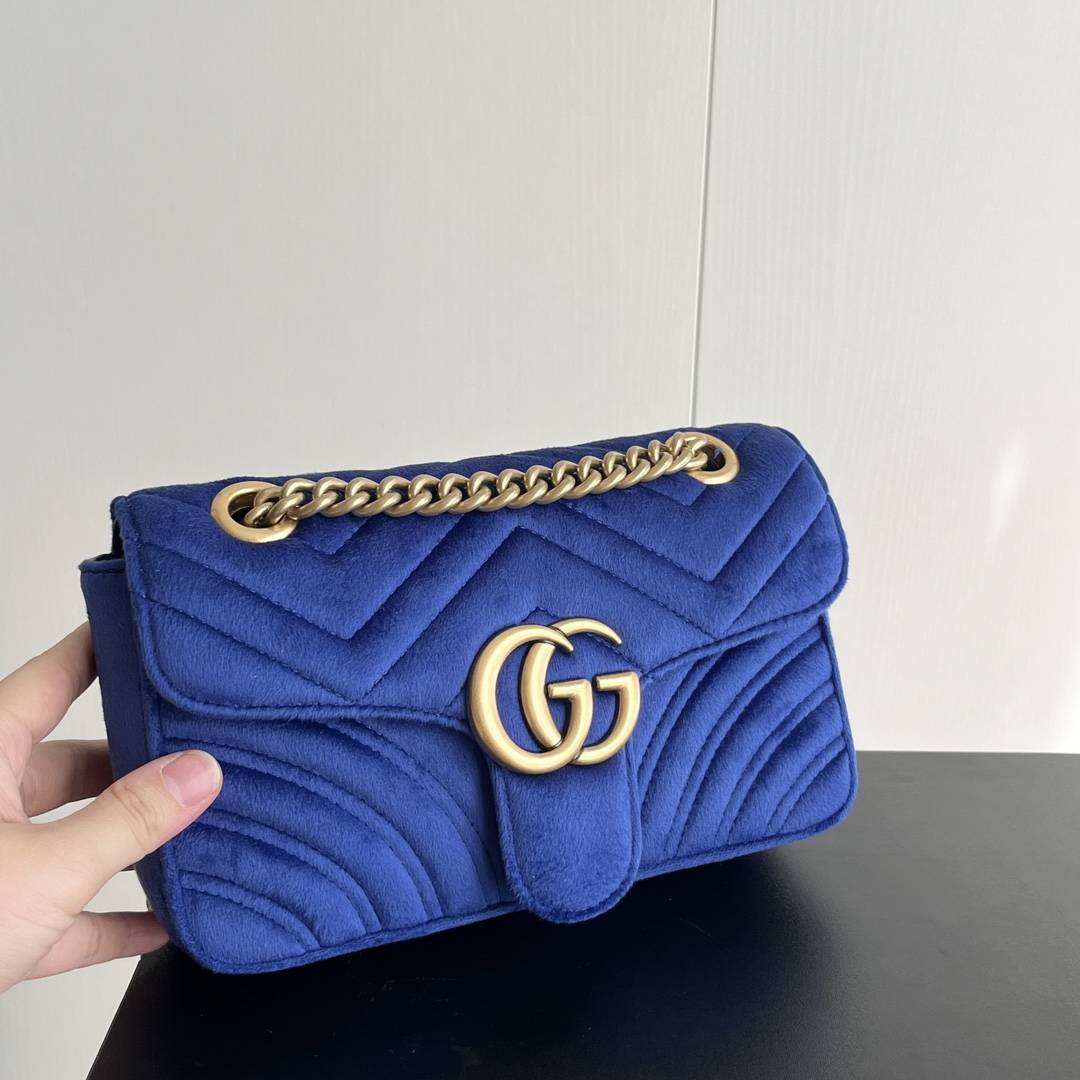Gucci GG Marmont Velvet Collection - Blue Bag