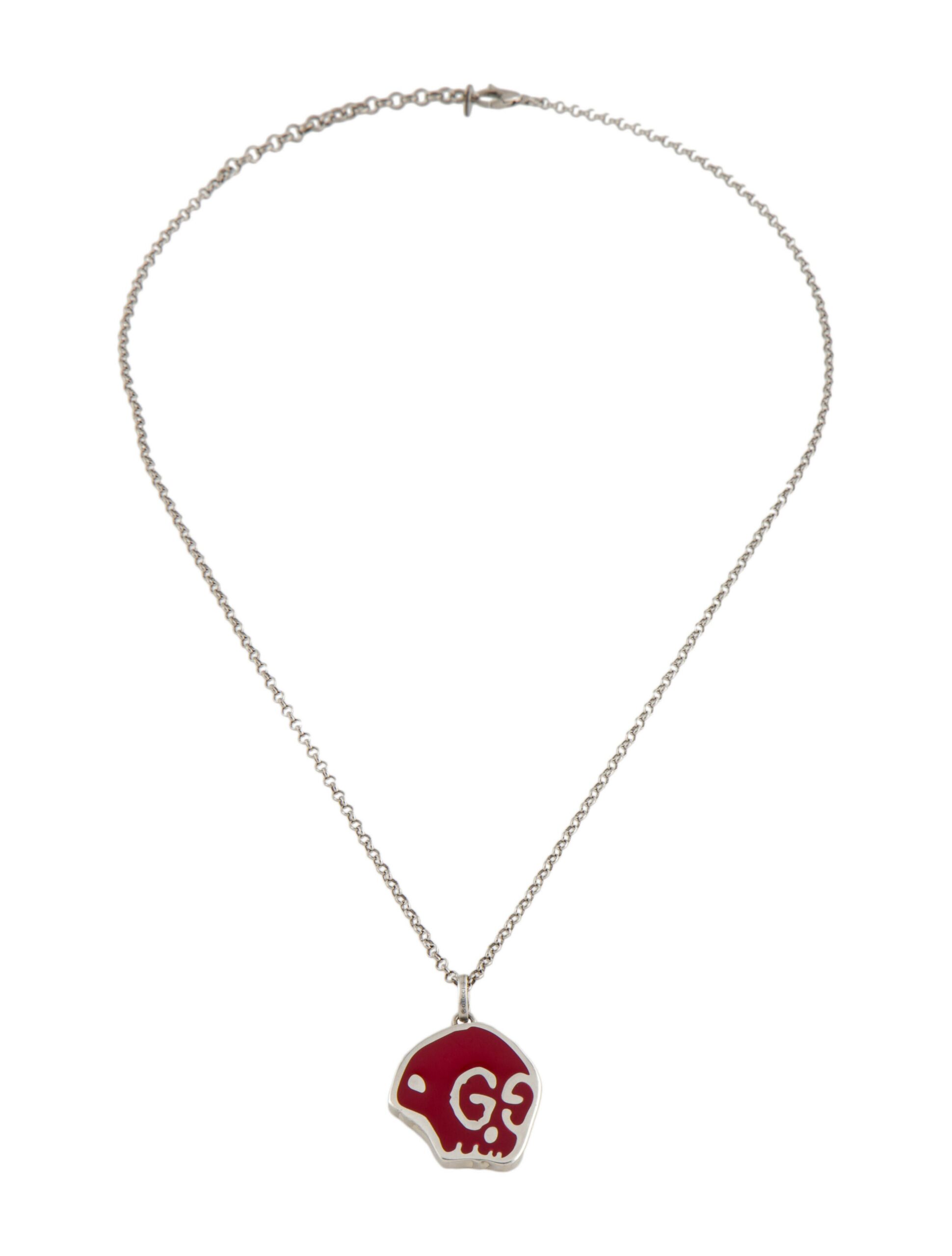 Enamel Ghost Skull Pendant Necklace