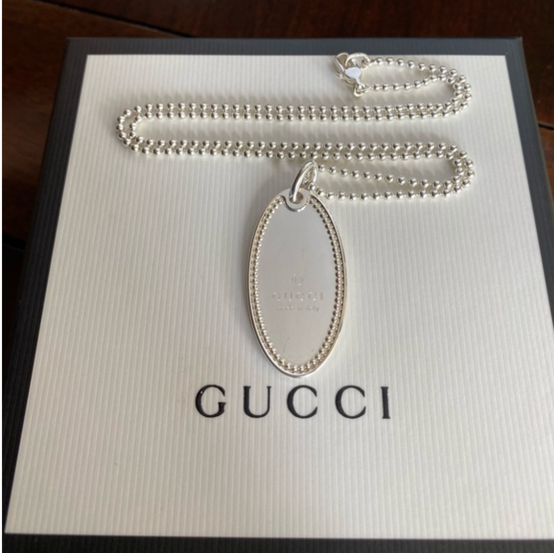 Sterling Silver Oval Charm Necklace