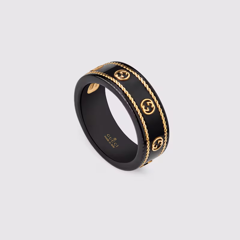 Icon ring with yellow gold Interlocking G