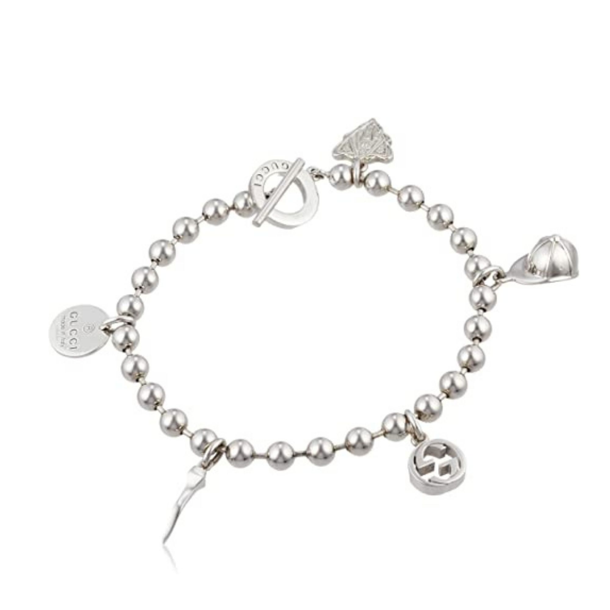 BRACELET WITH PENDANTS SILVER INTERLOCKING