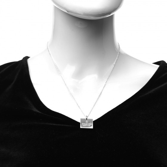 Sterling Silver Trademark Logo Square Pendant Necklace