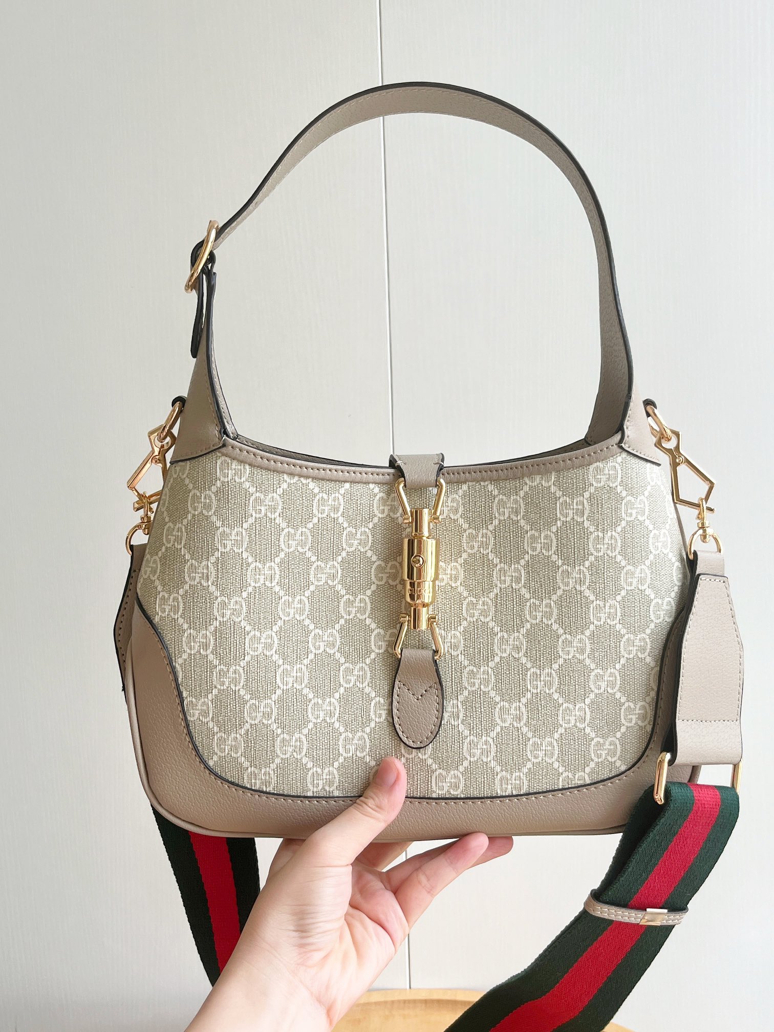 Gucci Jackie 1961 Small GG And Leather Bag