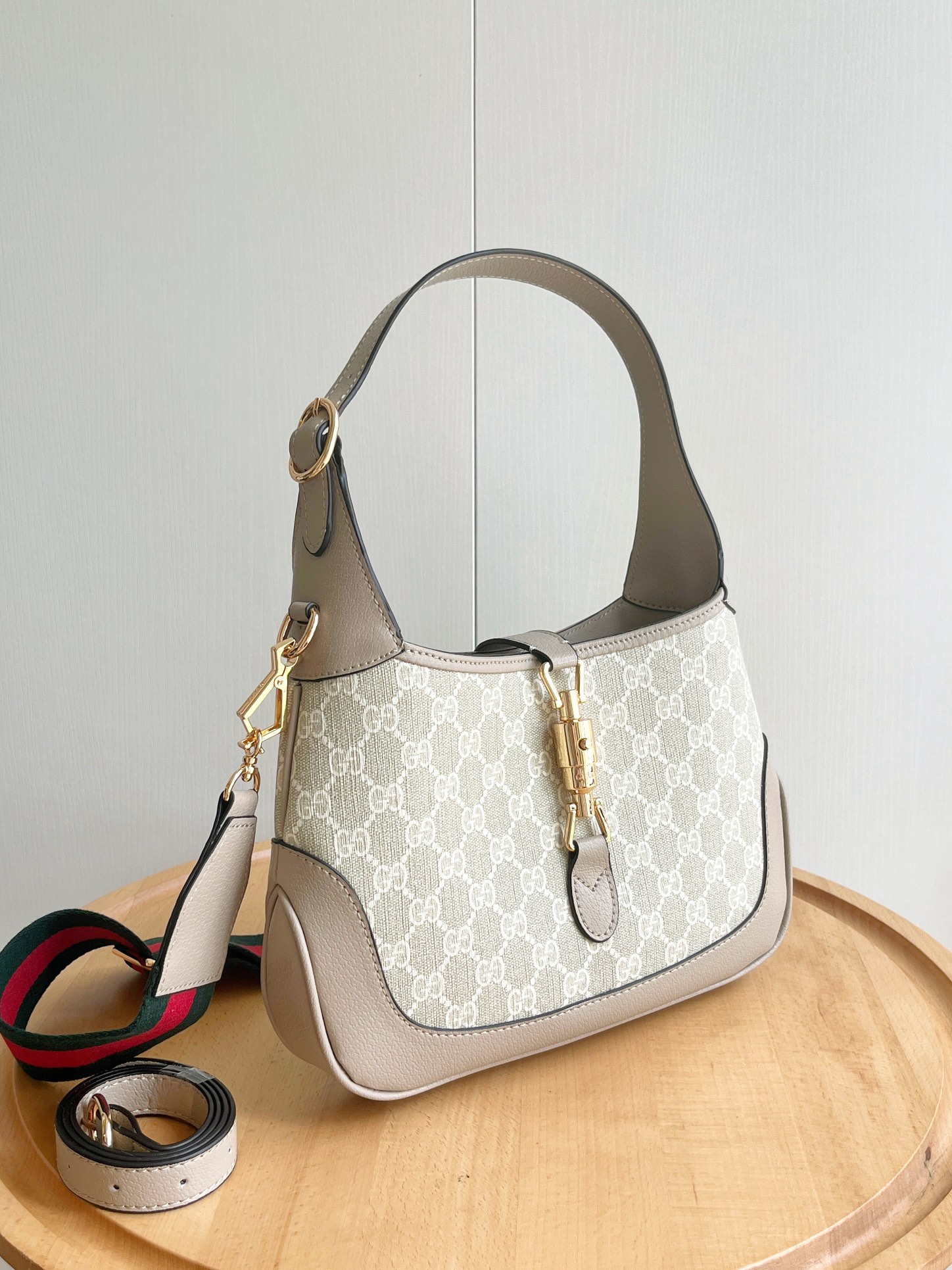 Gucci Jackie 1961 Small GG And Leather Bag