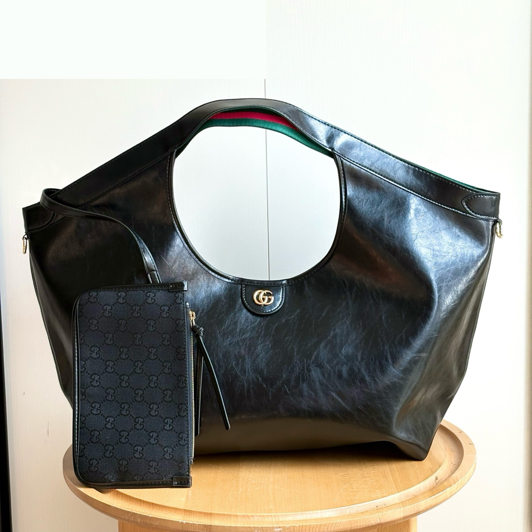 Gucci Giglio large tote bag - Black soft glossy leather