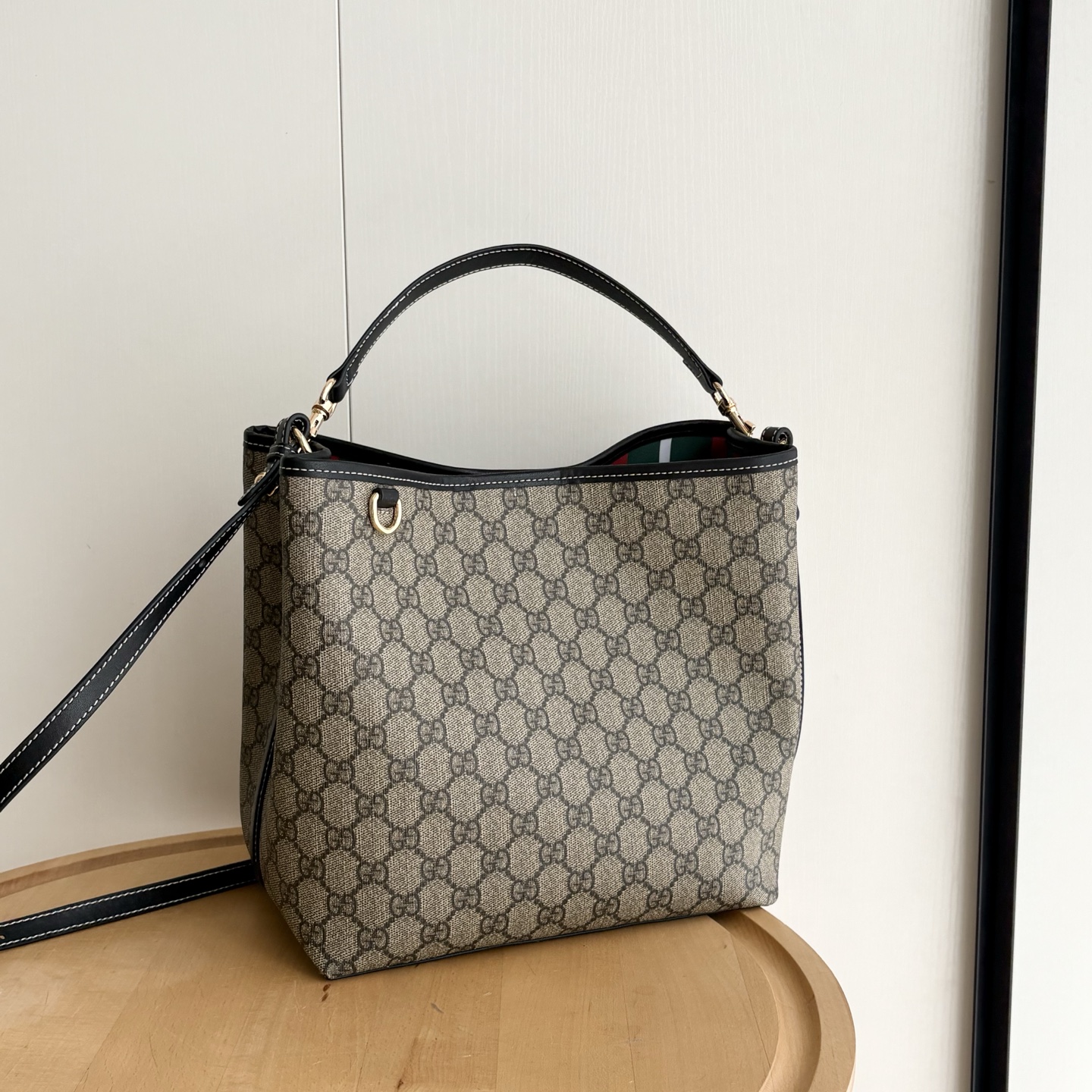 Gucci GG Emblem Bucket Bag - Black