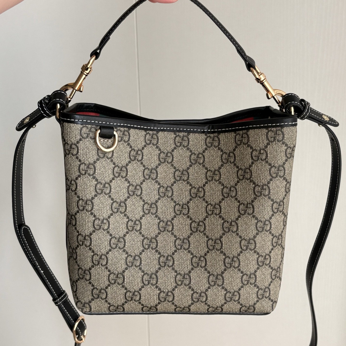Gucci GG Emblem Bucket Bag - Black
