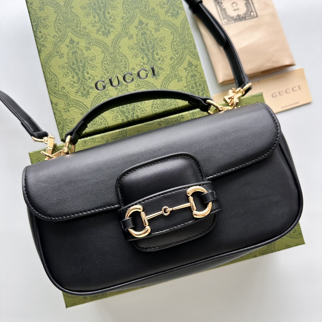 Gucci Horsebit 1955 Small Black Leather Shoulder Bag