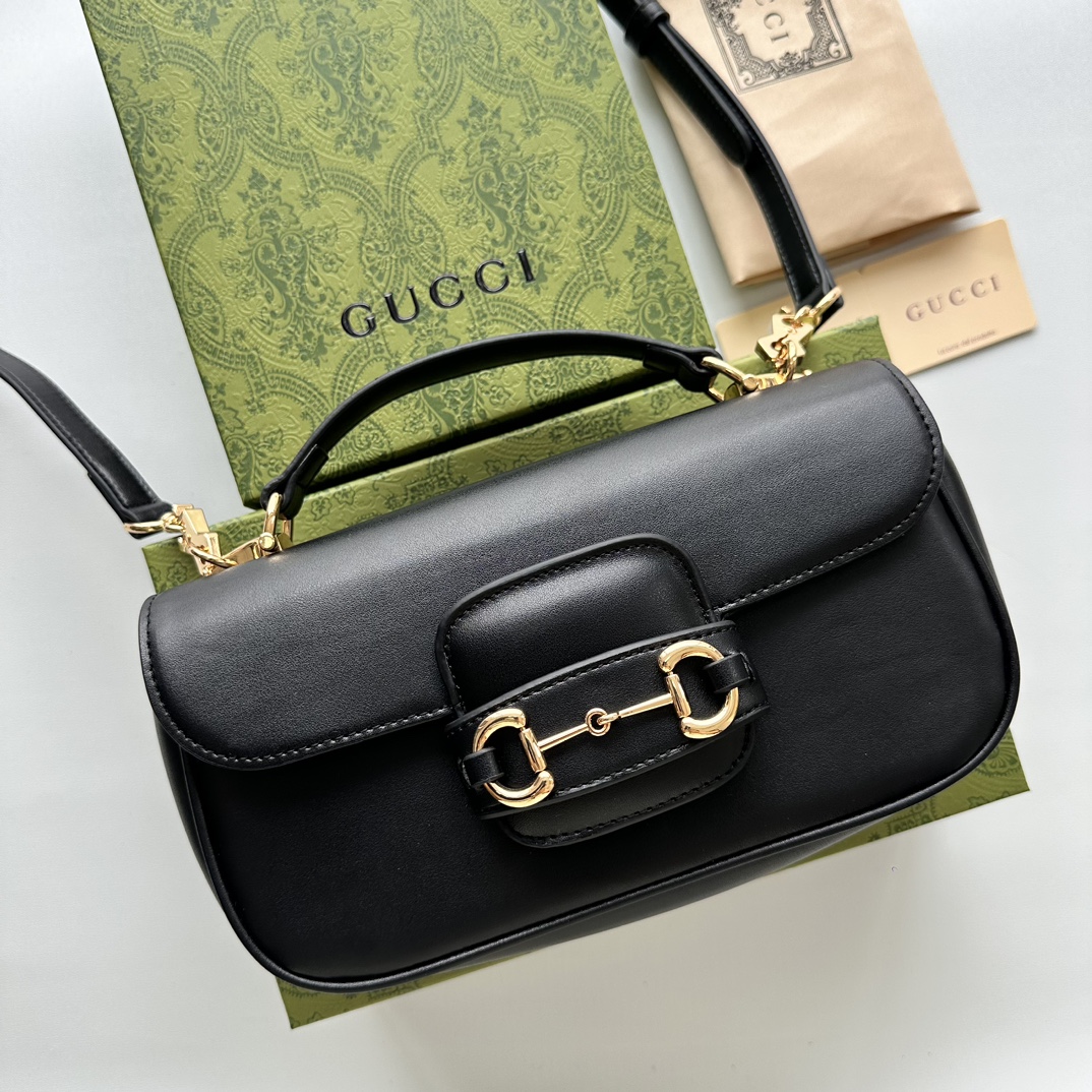 Gucci Horsebit 1955 Small Black Leather Shoulder Bag