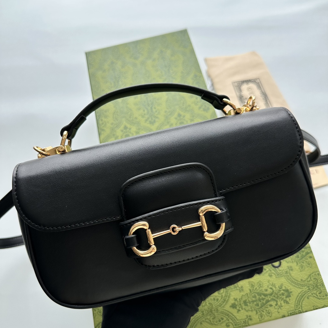 Gucci Horsebit 1955 Small Black Leather Shoulder Bag