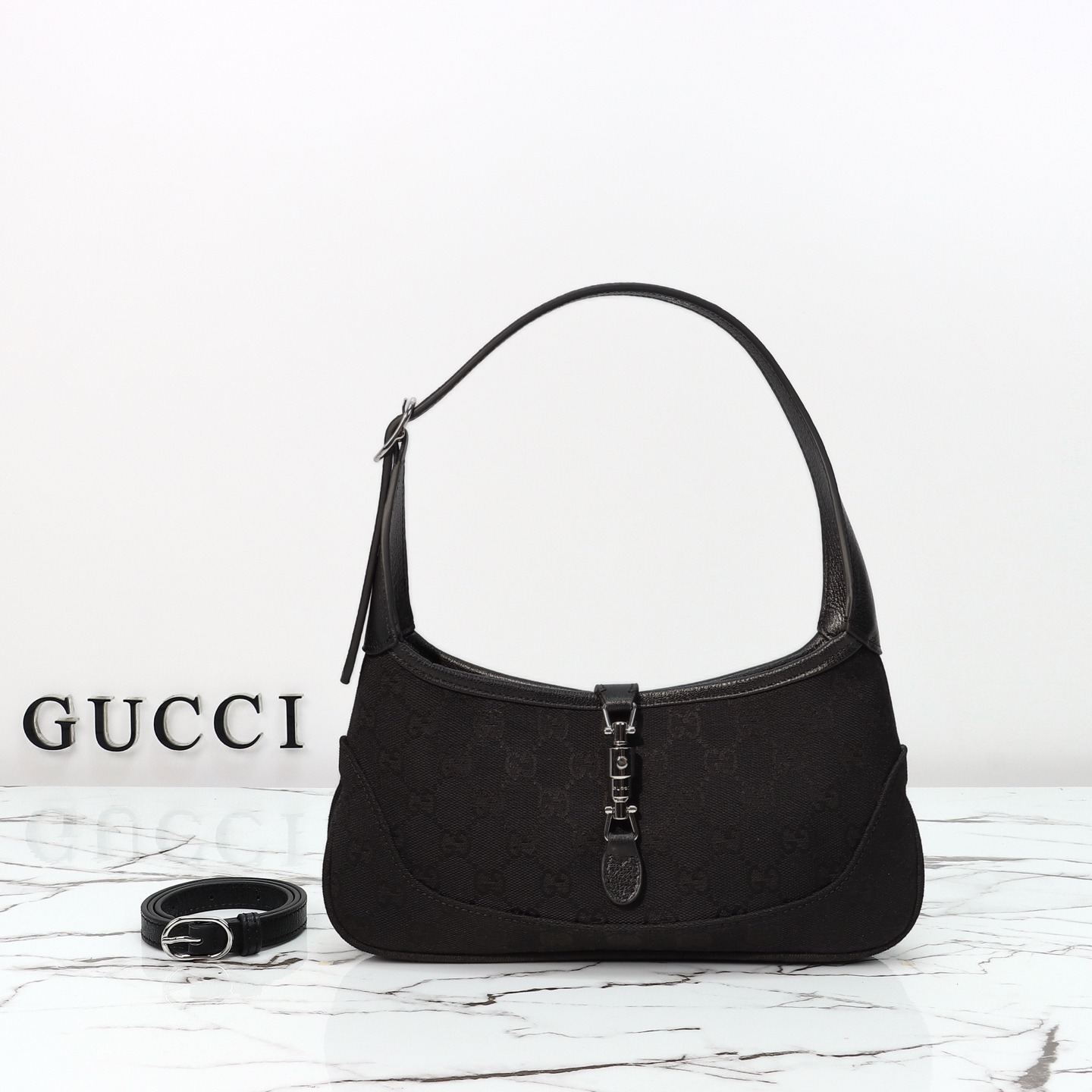 Gucci Jackie Slim small shoulder bag Black GG canvas - Bag