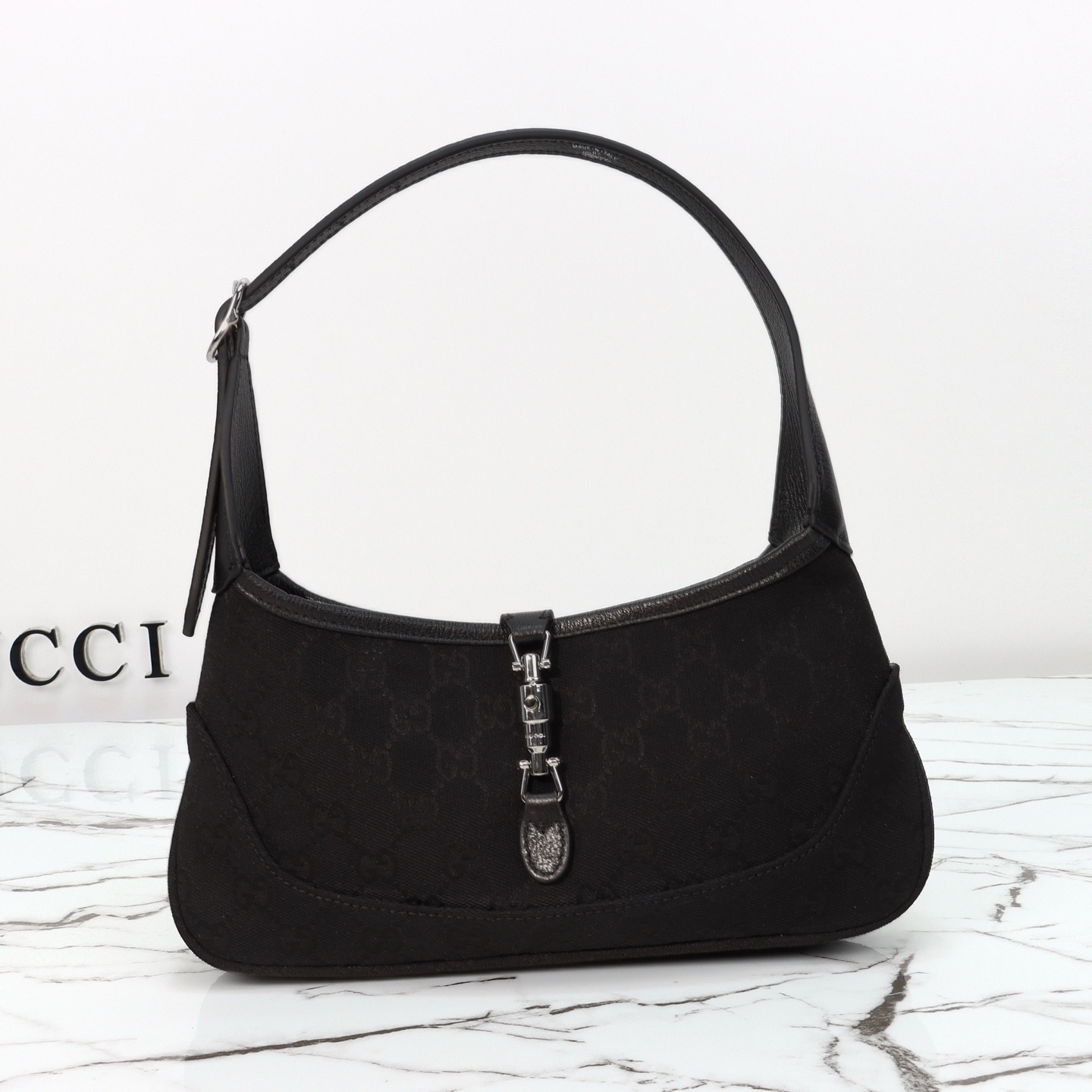 Gucci Jackie Slim small shoulder bag Black GG canvas - Bag