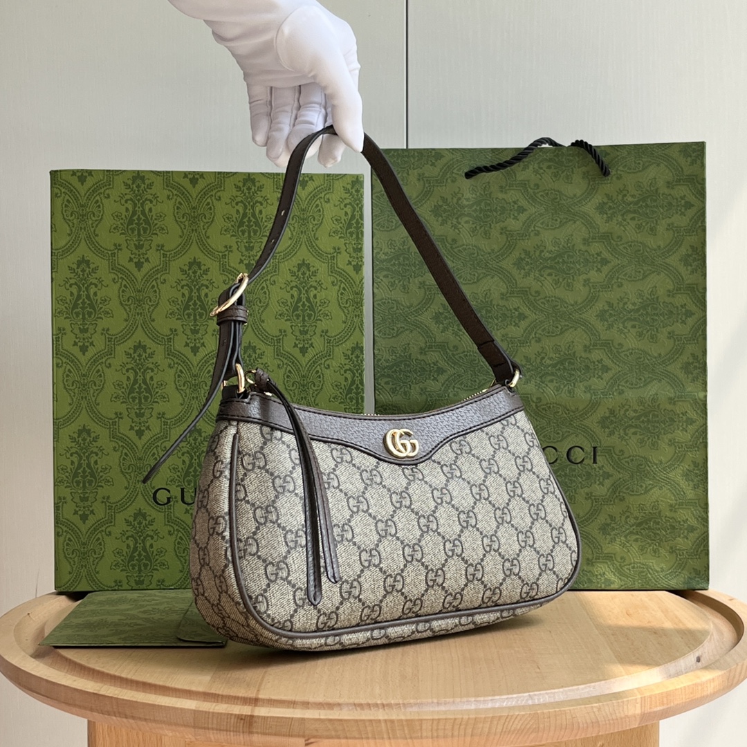Gucci Ophidia Collection Small Handbag - Beige And Dark Brown Bag