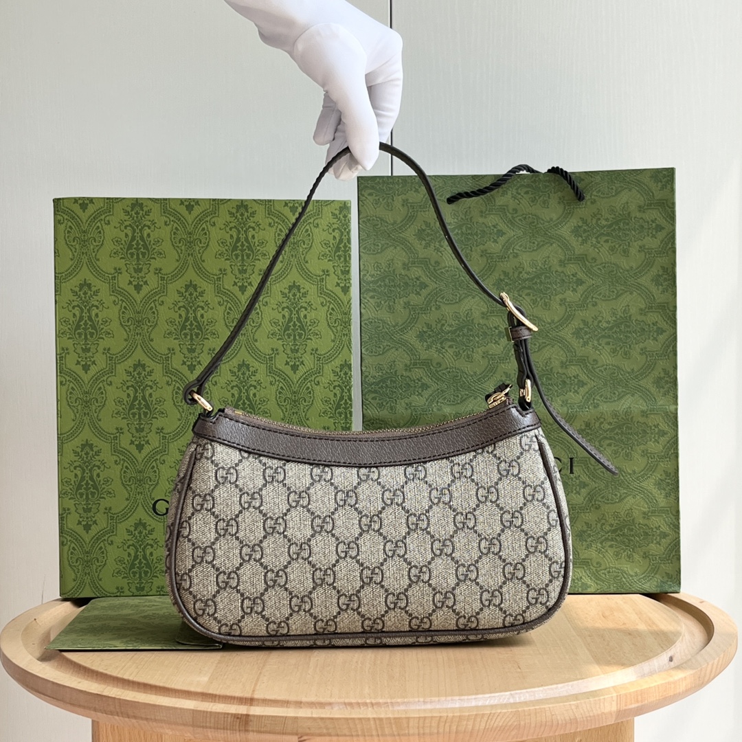 Gucci Ophidia Collection Small Handbag - Beige And Dark Brown Bag