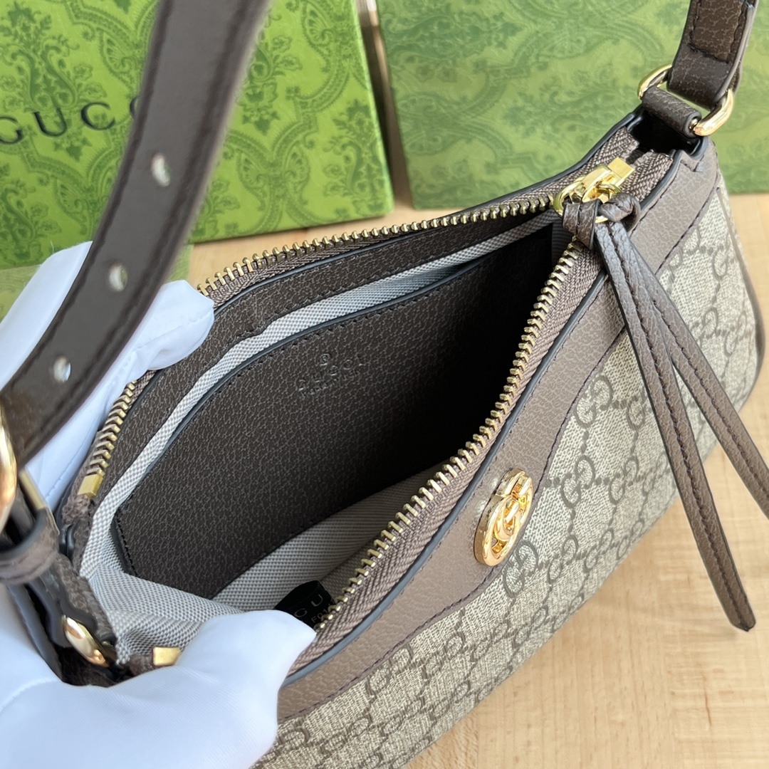 Gucci Ophidia Collection Small Handbag - Beige And Dark Brown Bag