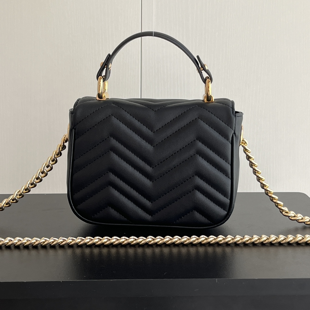 Gucci GG Marmont Mini Top Handle Bag-Black - Bag