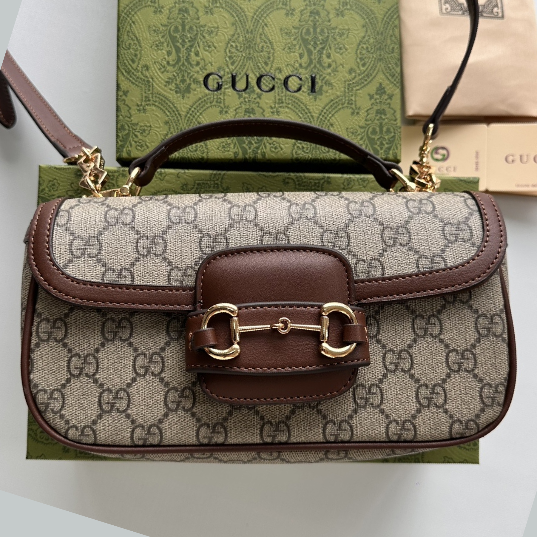 Gucci Horsebit 1955 Small Brown Shoulder Bag