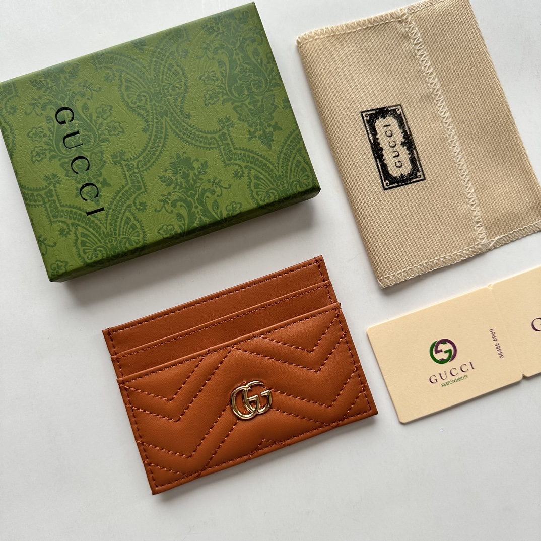 Gucci GG Marmont card case orange leather-wallet