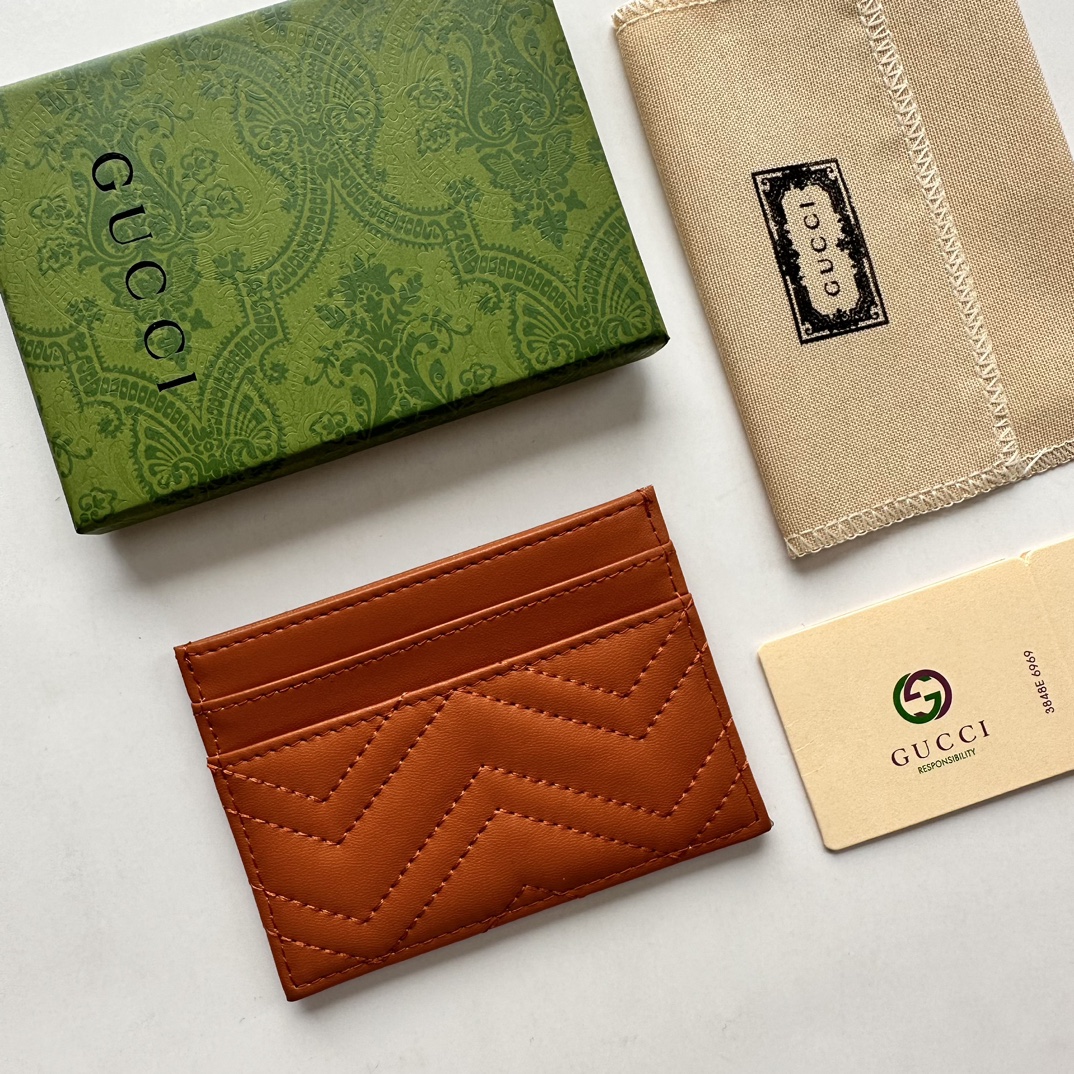 Gucci GG Marmont card case orange leather-wallet