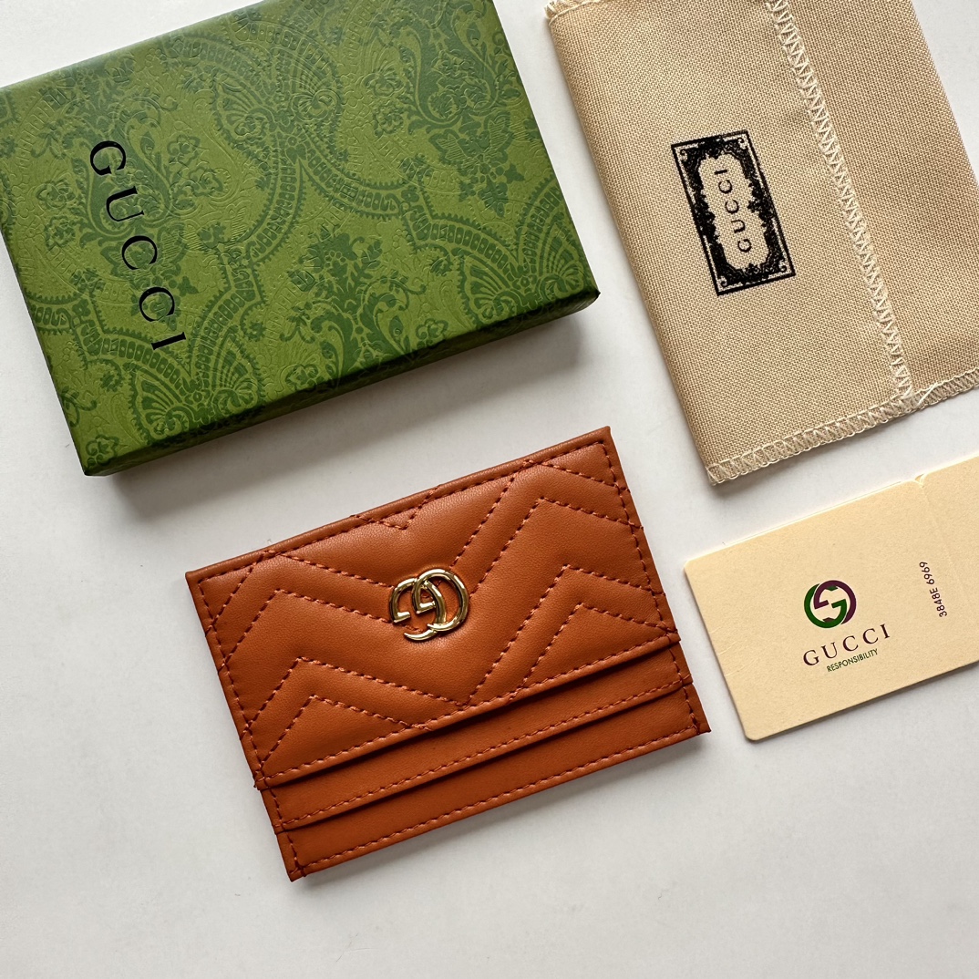 Gucci GG Marmont card case orange leather-wallet