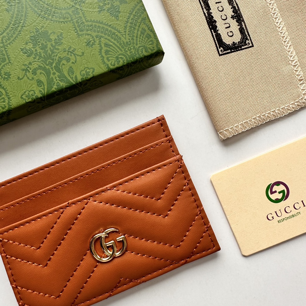 Gucci GG Marmont card case orange leather-wallet