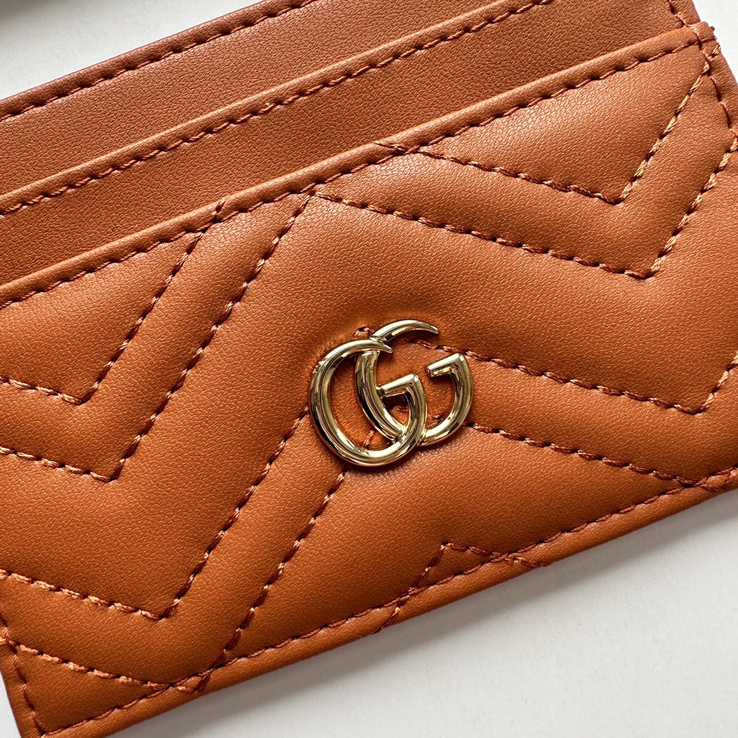 Gucci GG Marmont card case orange leather-wallet
