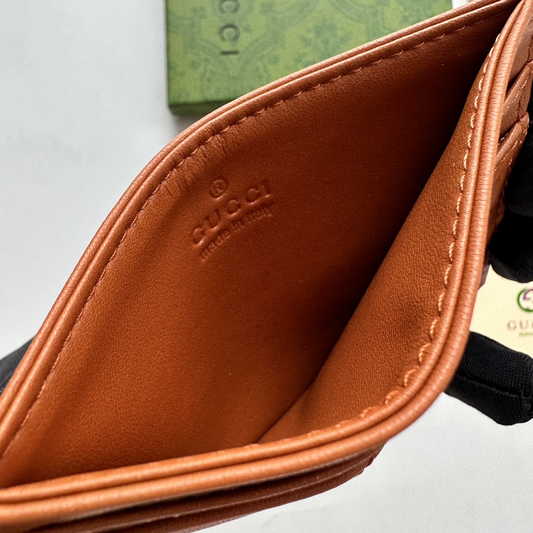 Gucci GG Marmont card case orange leather-wallet
