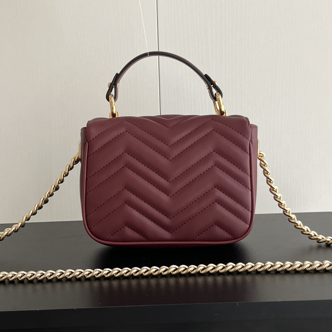 Gucci GG Marmont Mini Top Handle Bag-Red - Bag