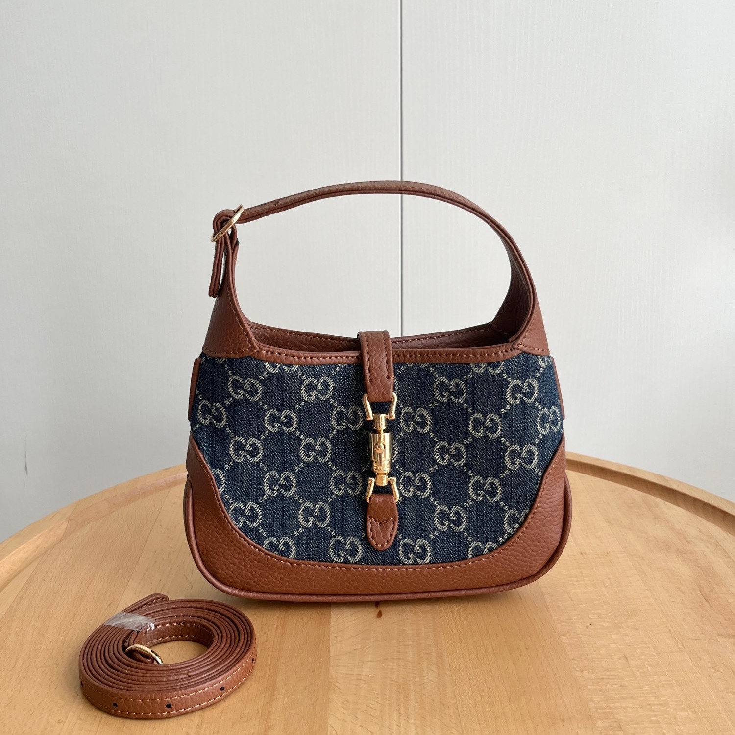 Gucci Jackie 1961 Mini Shoulder Bag GG Denim Blue/Ivory - Bag
