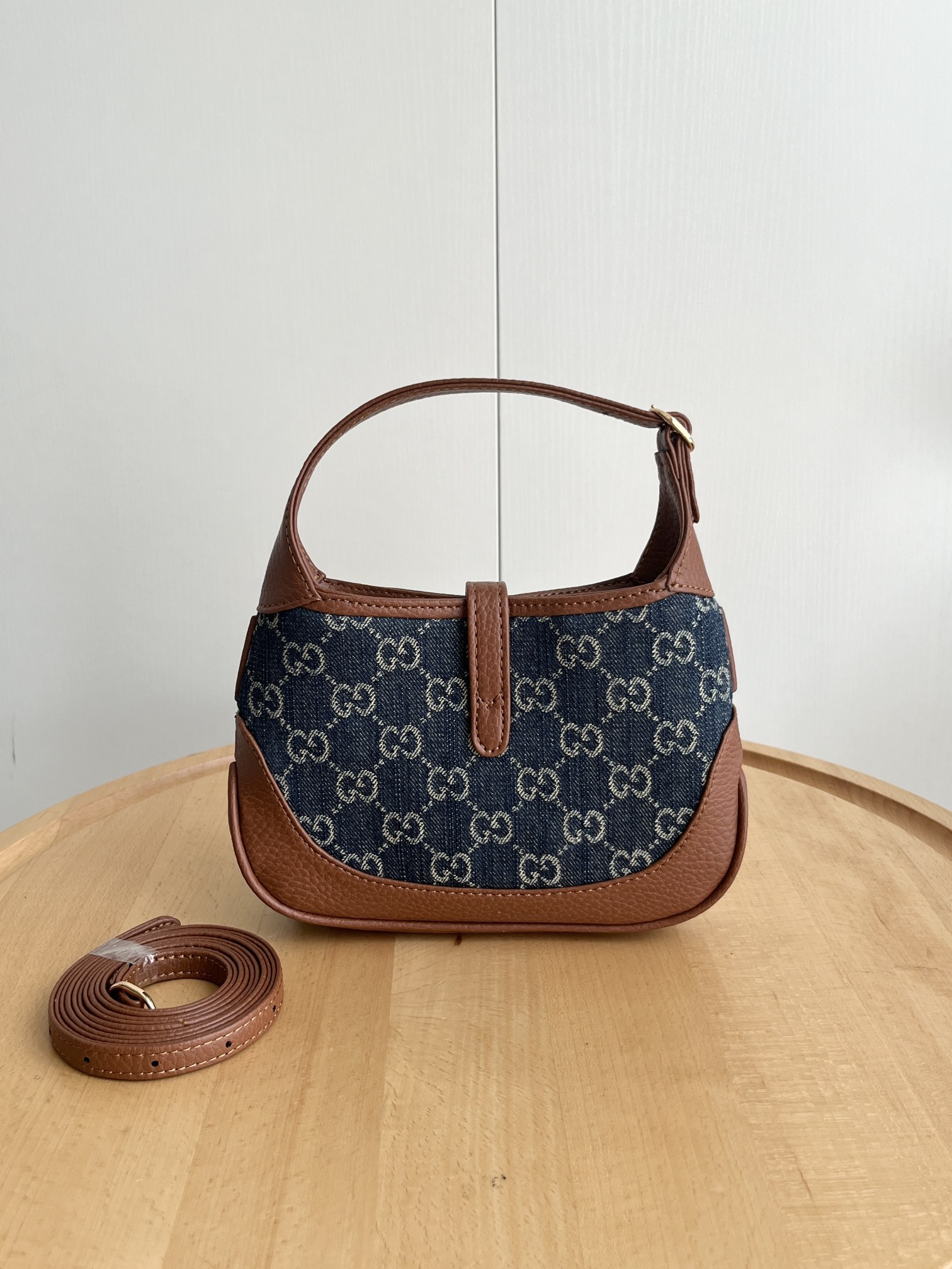 Gucci Jackie 1961 Mini Shoulder Bag GG Denim Blue/Ivory - Bag