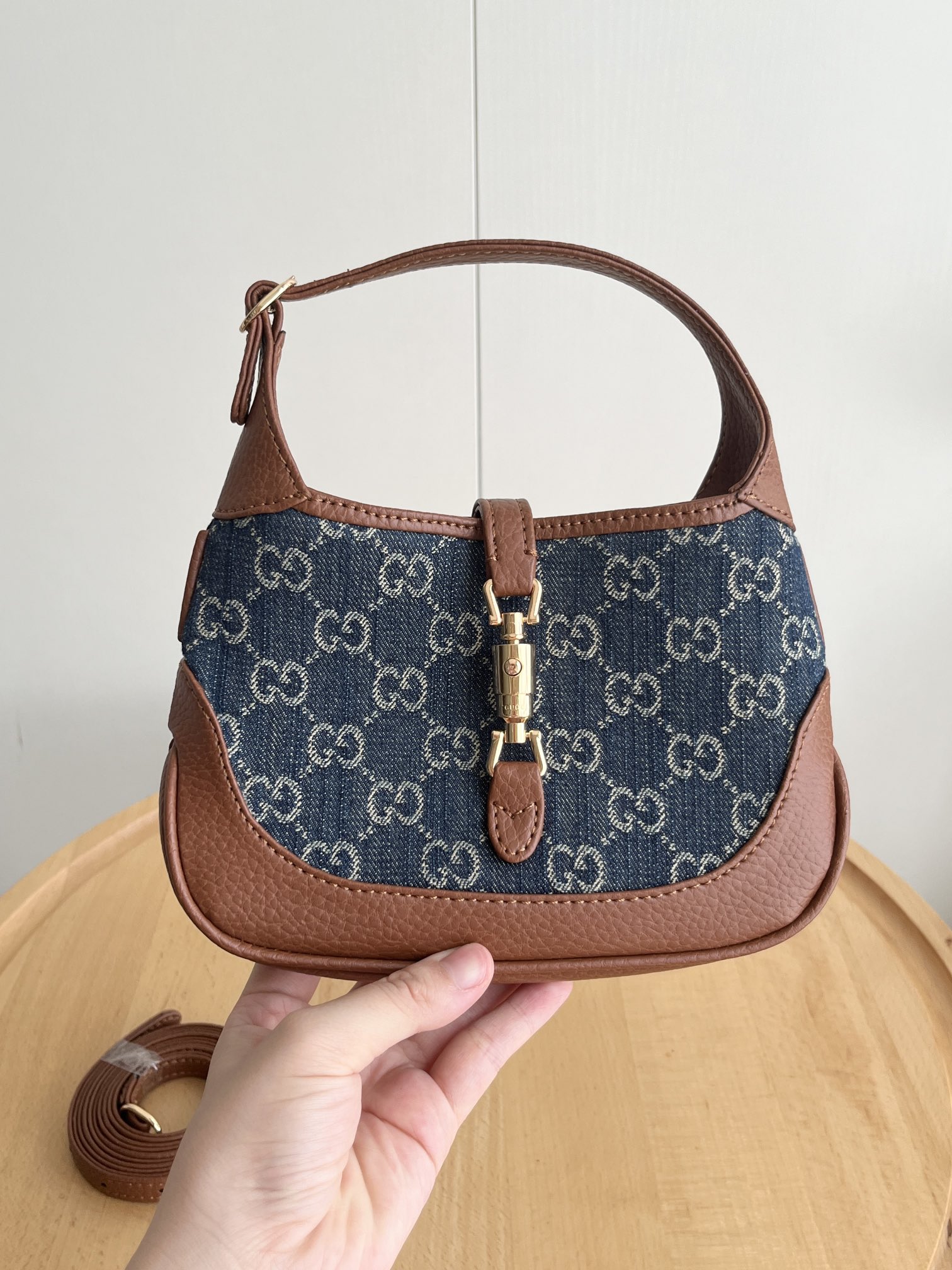 Gucci Jackie 1961 Mini Shoulder Bag GG Denim Blue/Ivory - Bag