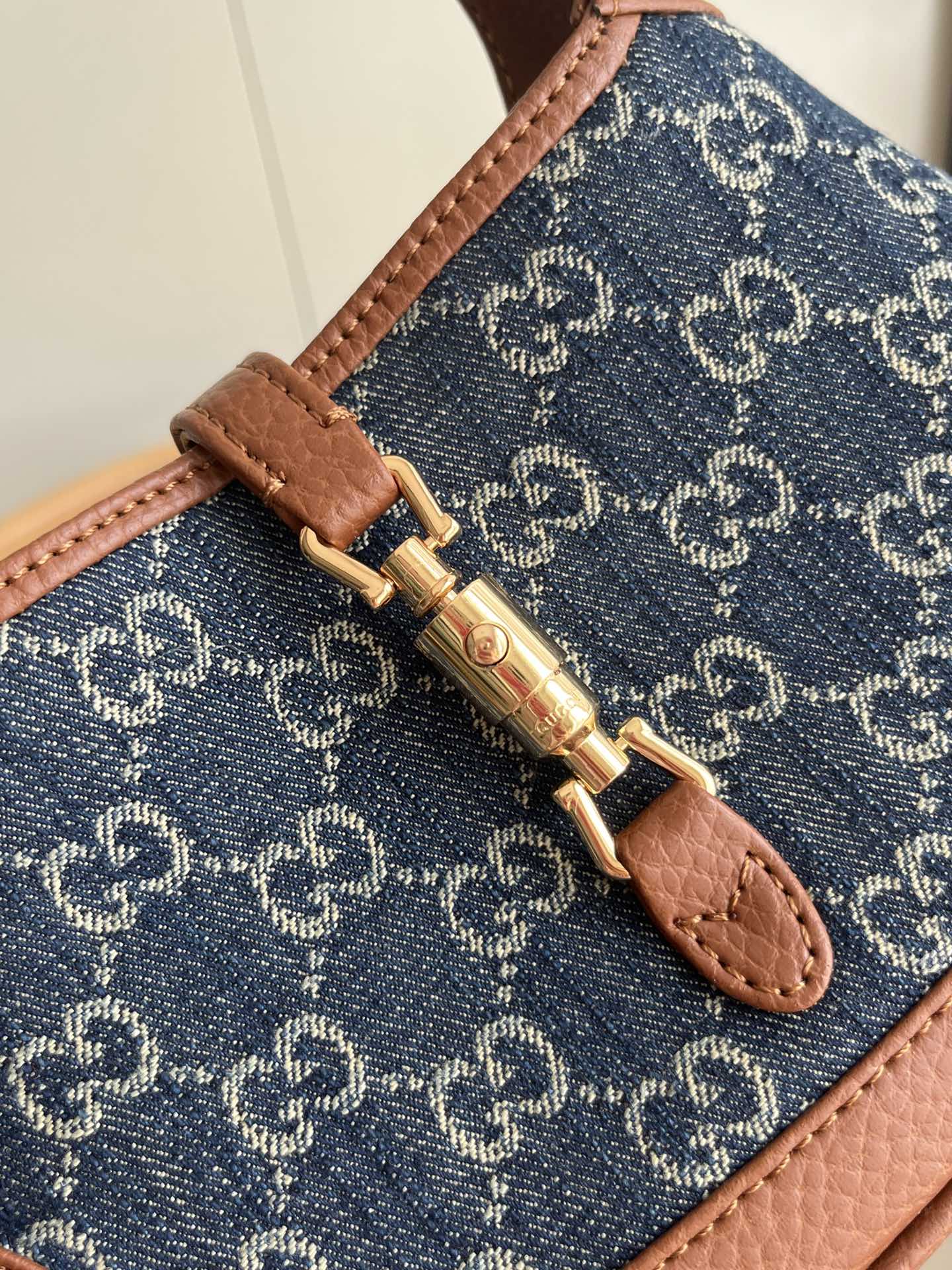 Gucci Jackie 1961 Mini Shoulder Bag GG Denim Blue/Ivory - Bag