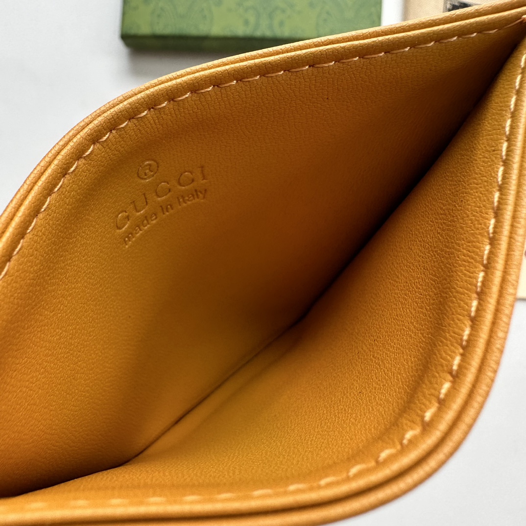 Gucci GG Marmont card case yellow leather-wallet