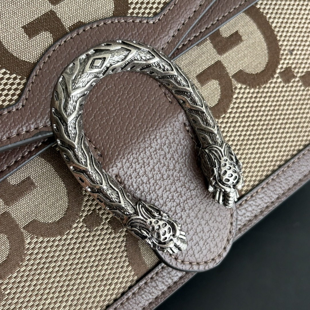 Gucci Dionysus Medium GG-Jacquard Canvas Shoulderbag- Brown and Silver