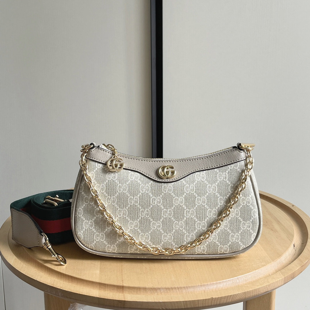 Gucci Ophidia Collection Small Handbag with Extra Starp - Beige And White Bag