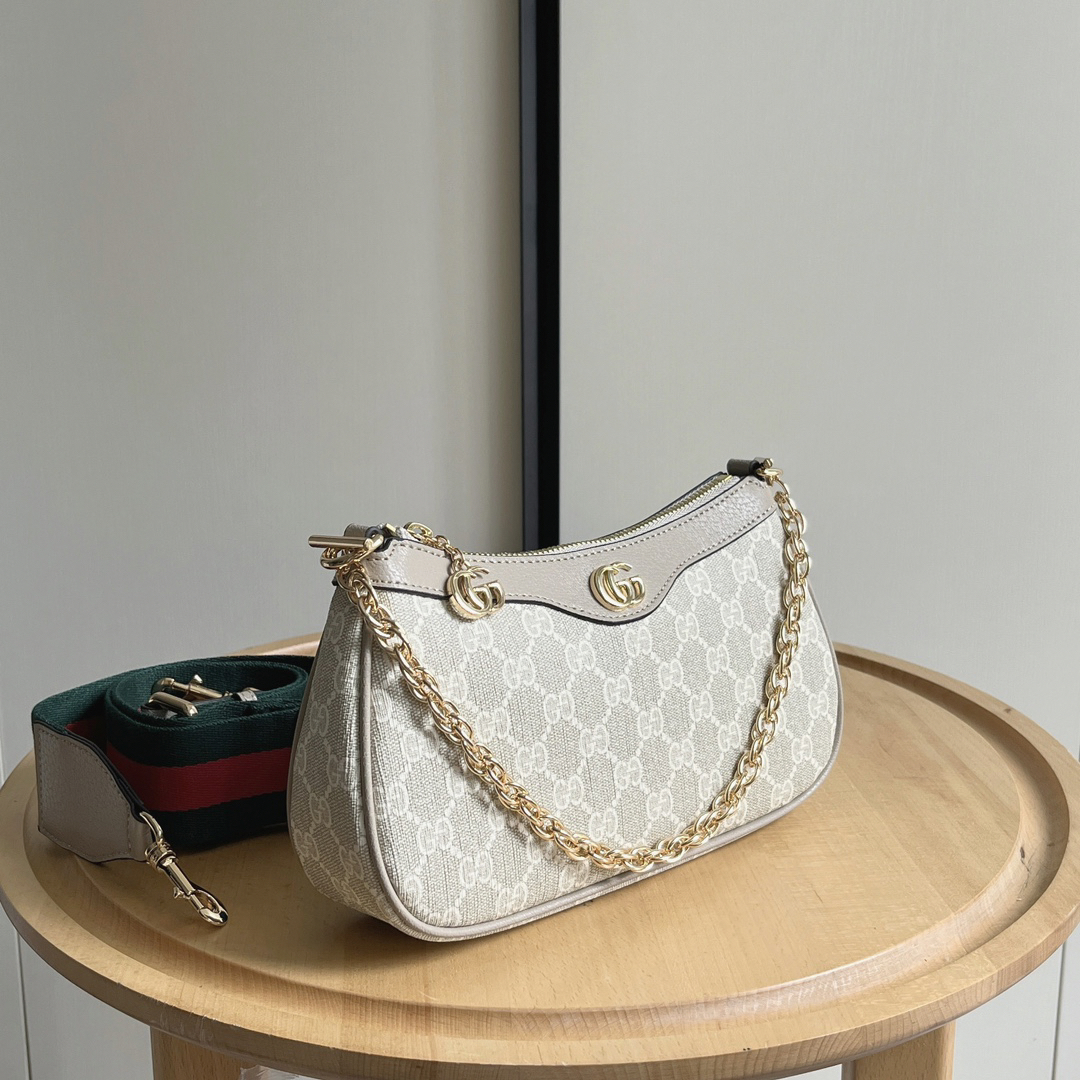 Gucci Ophidia Collection Small Handbag with Extra Starp - Beige And White Bag