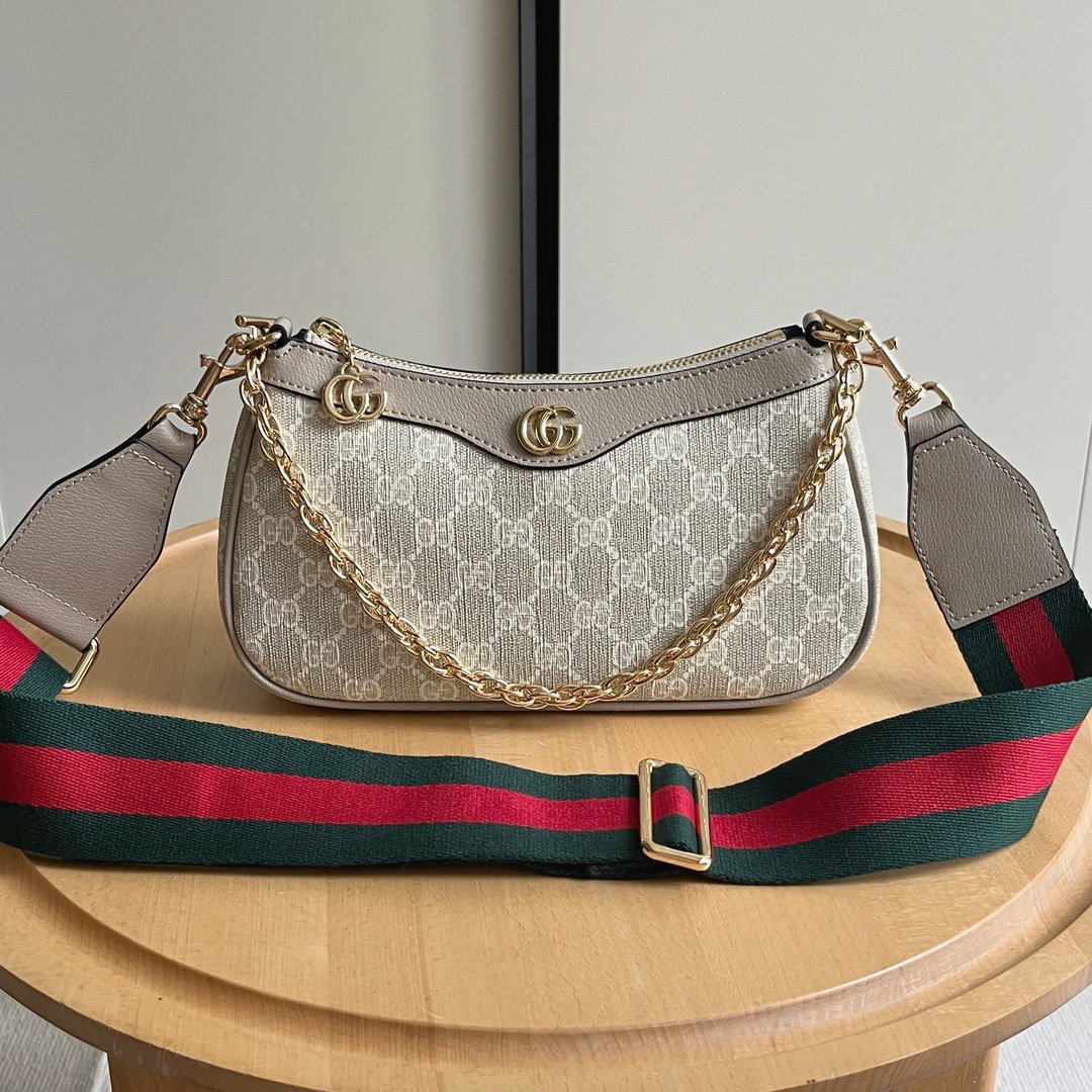 Gucci Ophidia Collection Small Handbag with Extra Starp - Beige And White Bag