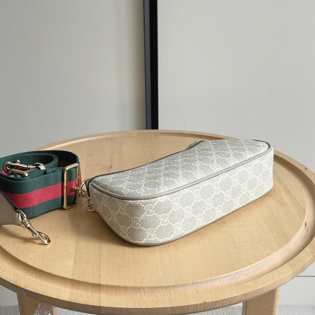 Gucci Ophidia Collection Small Handbag with Extra Starp - Beige And White Bag